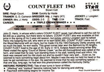 1991 Horse Star Kentucky Derby #69 Count Fleet Back